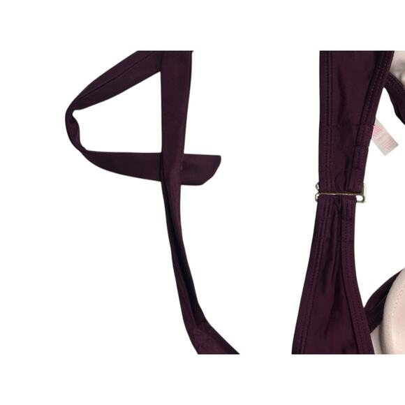 Victoria's Secret Maroon Wrap Padded Underwire Halter Bikini Top Women's 34D - Picture 11 of 12